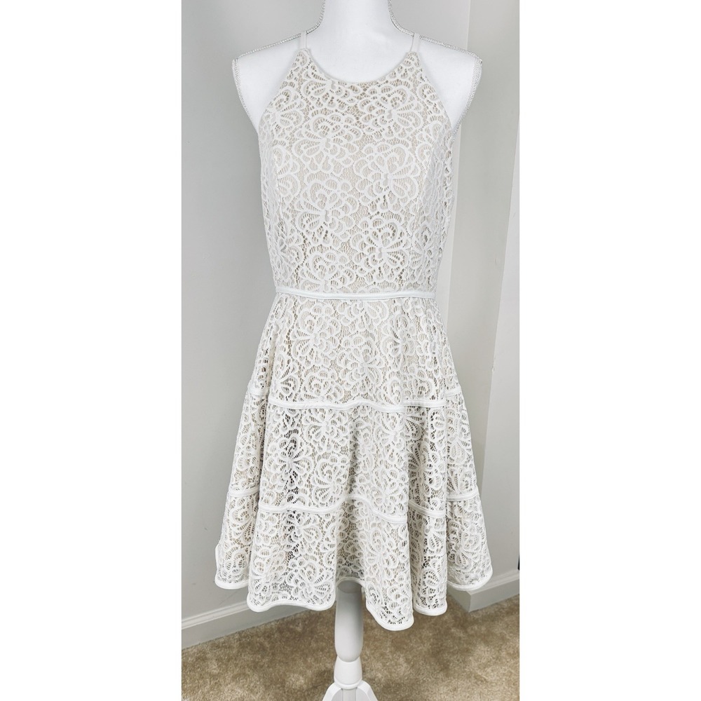 Dear Moon Dress Juniors Size 13 Ivory Lace Mini Sheath Party Cocktail Sleeveless